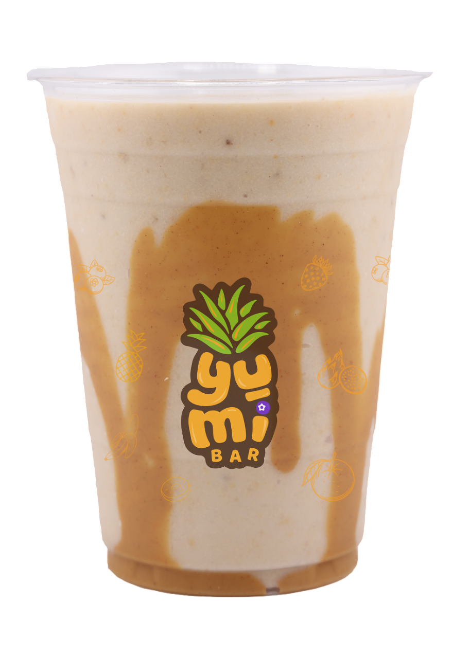 Chocolate and peanut butter smoothie in a cup