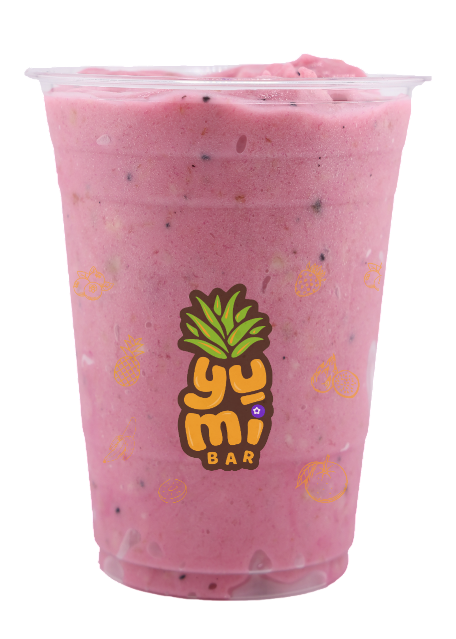 Pitaya smoothie with pineapple and banana in a cup