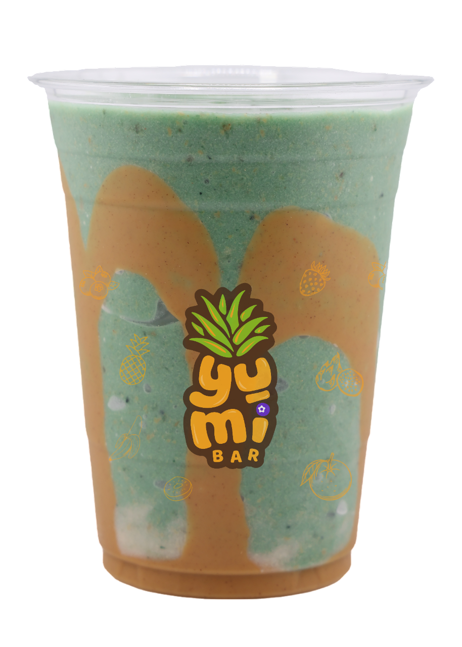 Peanut butter banana smoothie in a cup