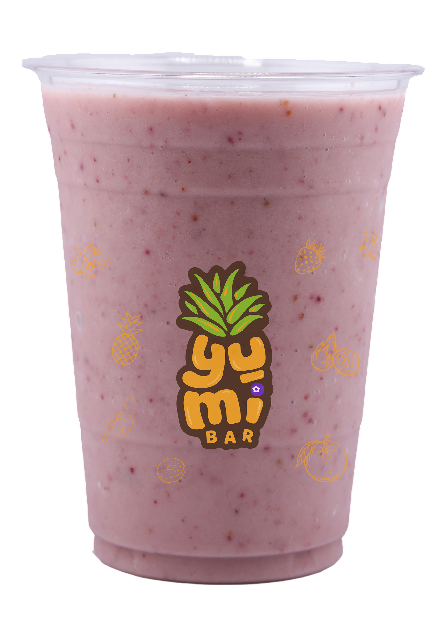 Strawberry banana smoothie in a cup